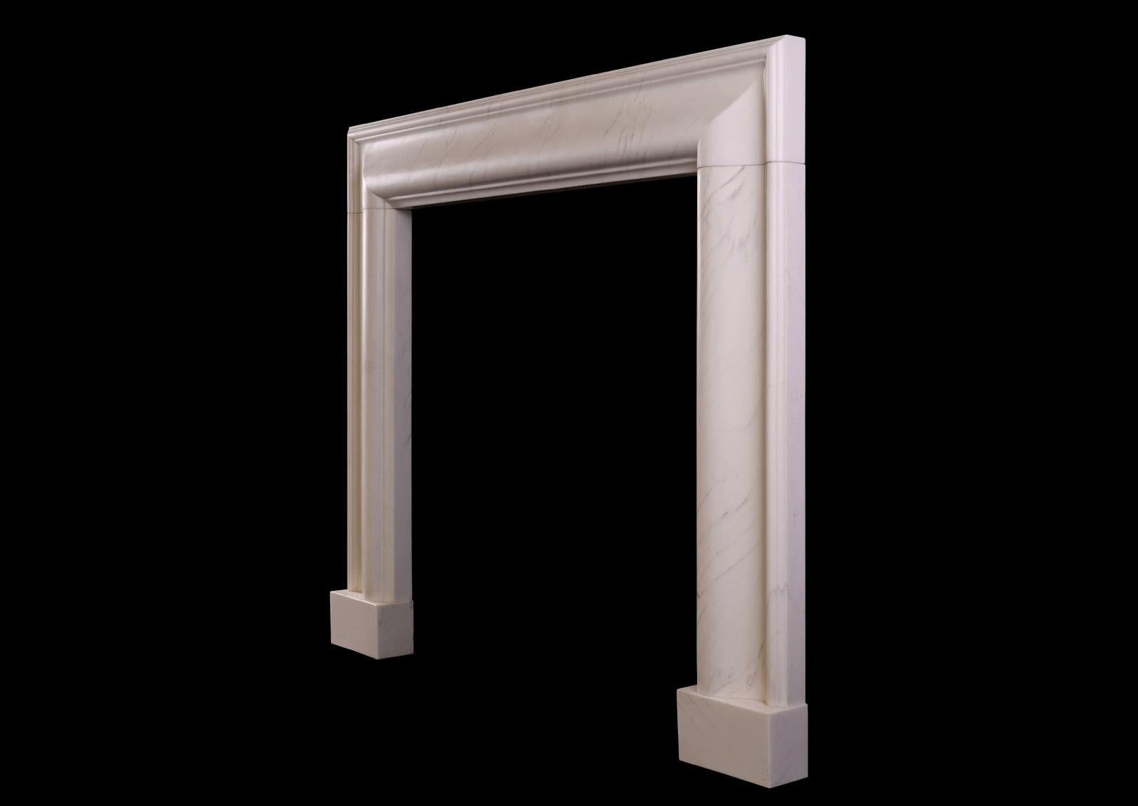Queen Anne An English Bolection Fireplace in Venato Light Stone For Sale