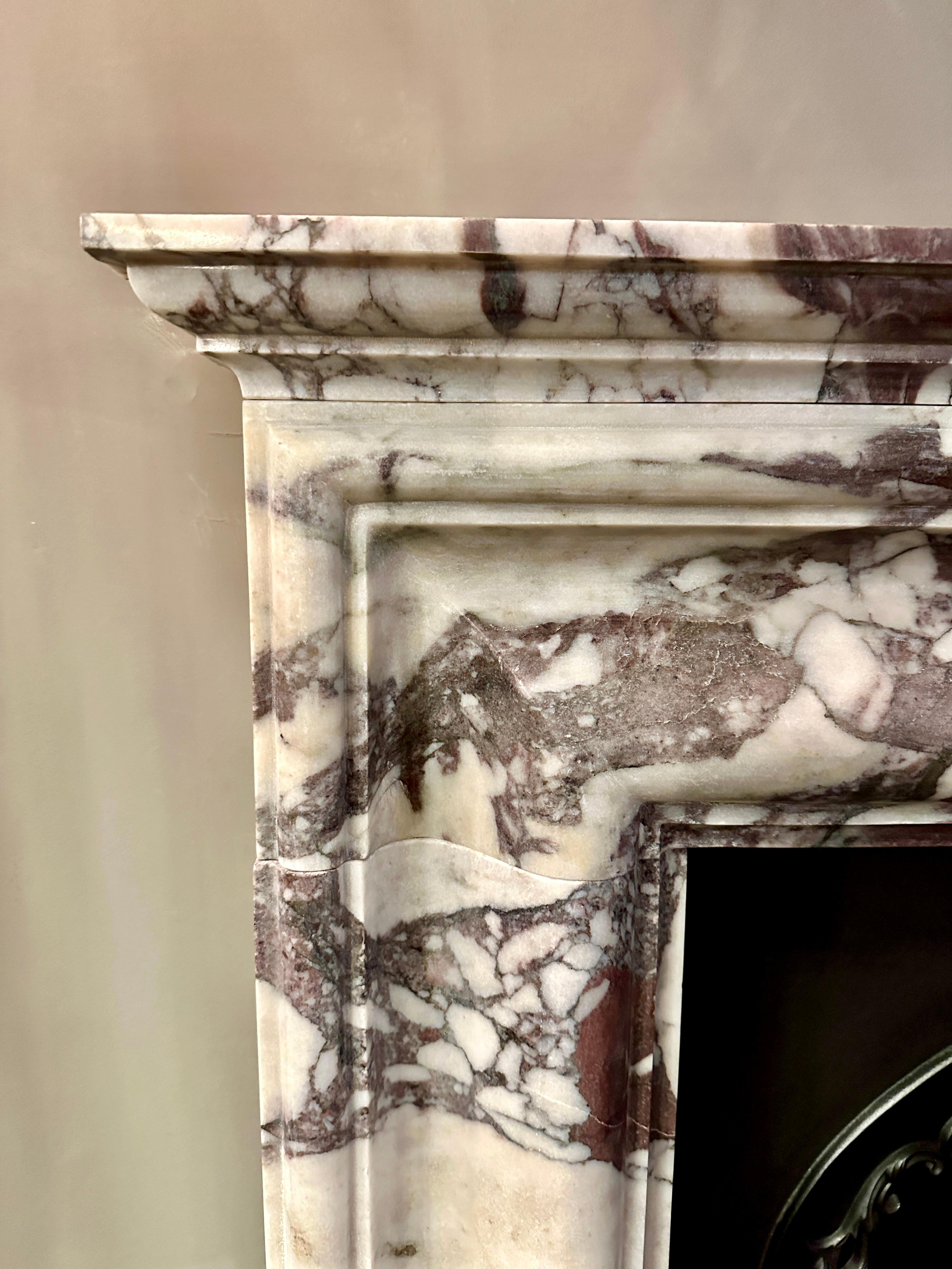 Contemporary An English Bolection Fireplace Mantel In Breche Marble 
