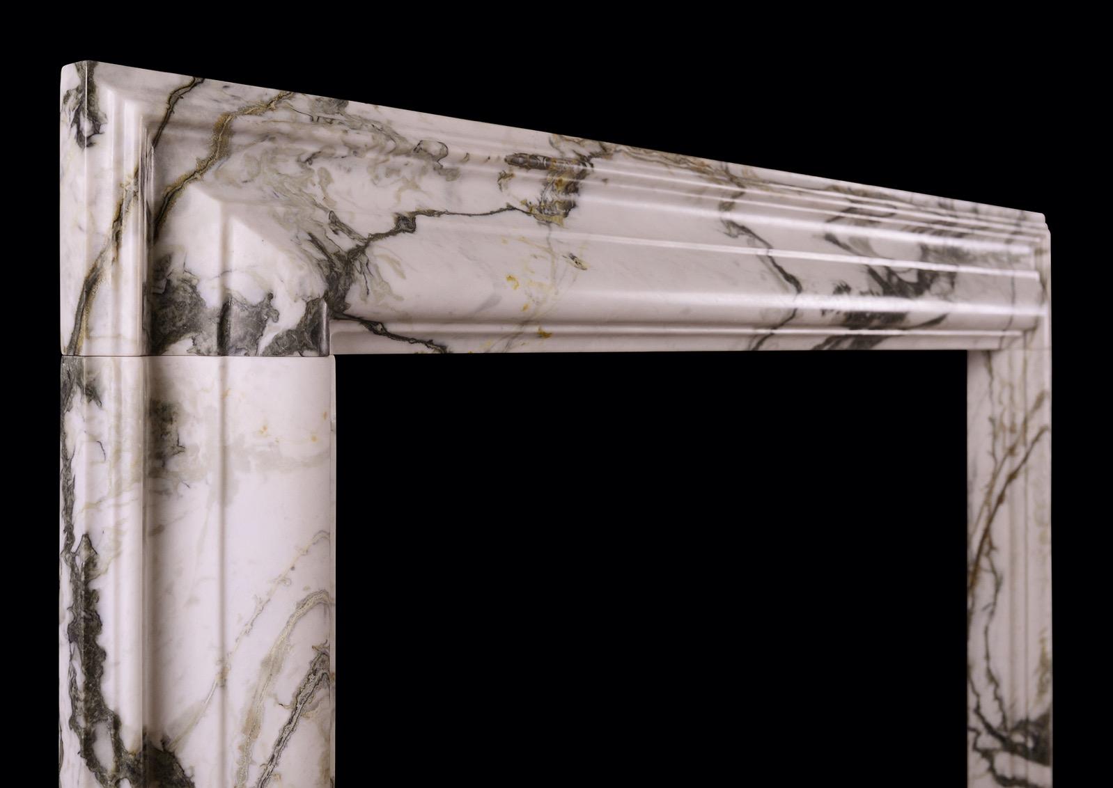 Queen Anne An English Bolection in Calacatta Verde Marble For Sale