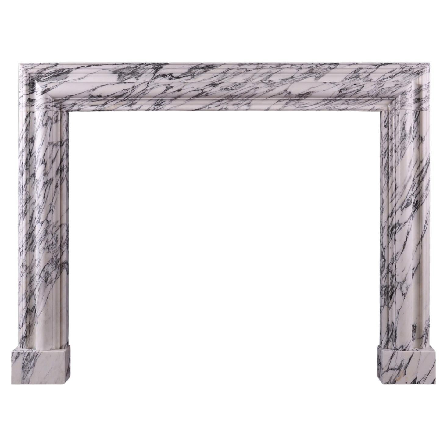 An English Bolection in Italian Arabescato Marble For Sale