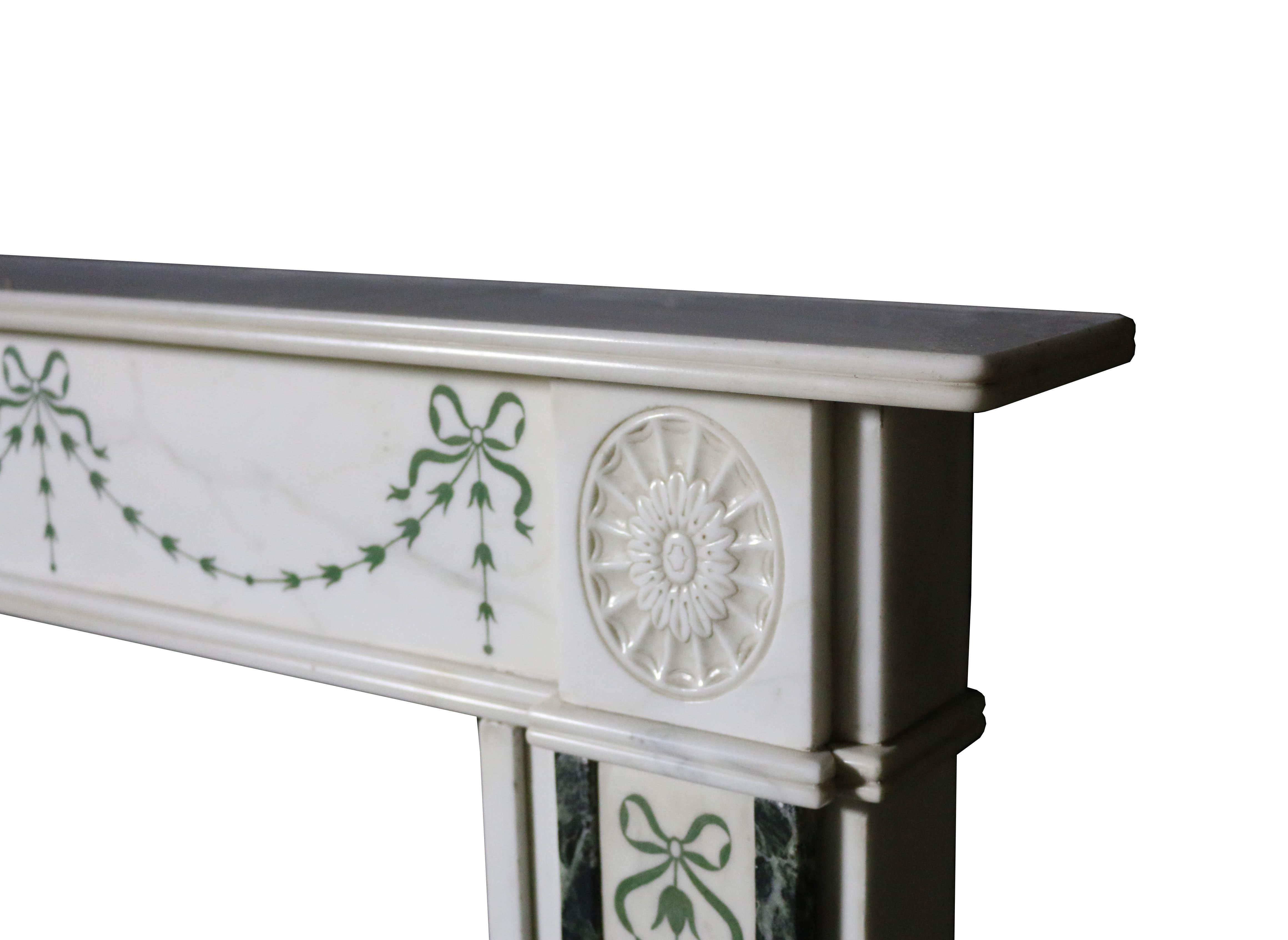 19th Century English Bossi Style Marble Fireplace Surround For Sale