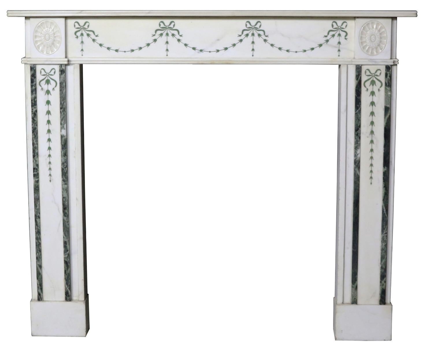 English Bossi Style Marble Fireplace Surround For Sale