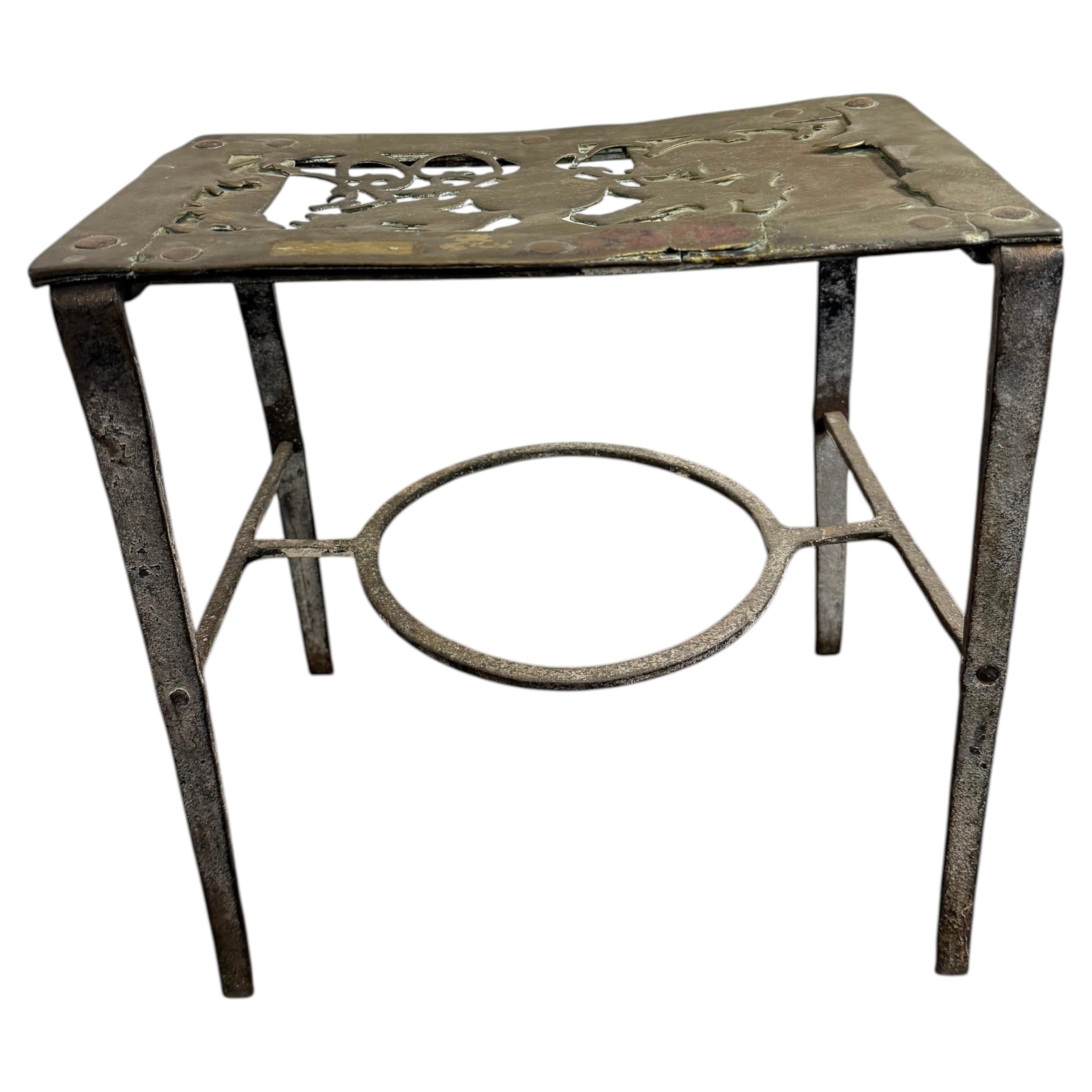 An English Brass and Cast Iron Fireplace Trivet, 18th Century For Sale