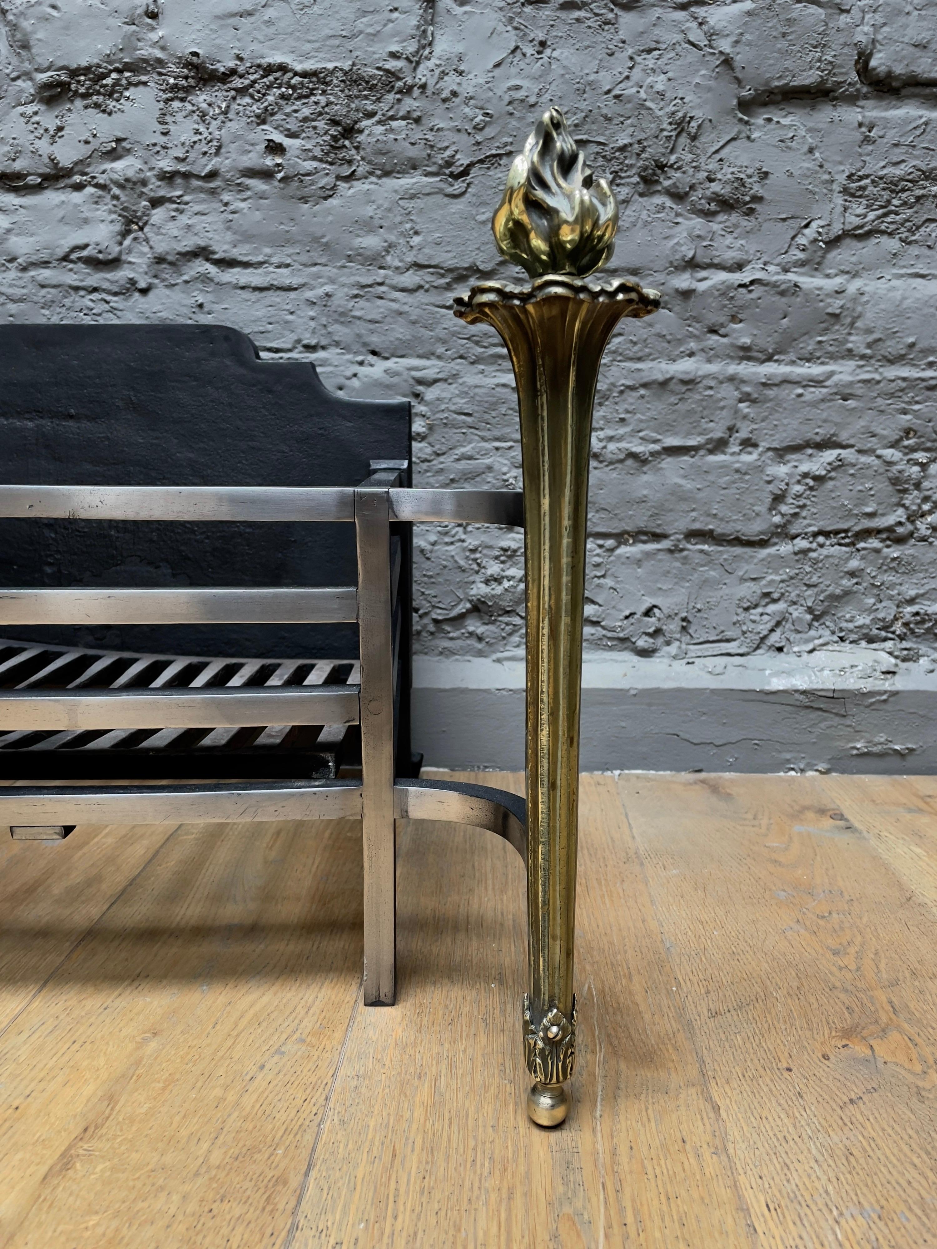 Regency English Brass and Polished Steel Fire Grate