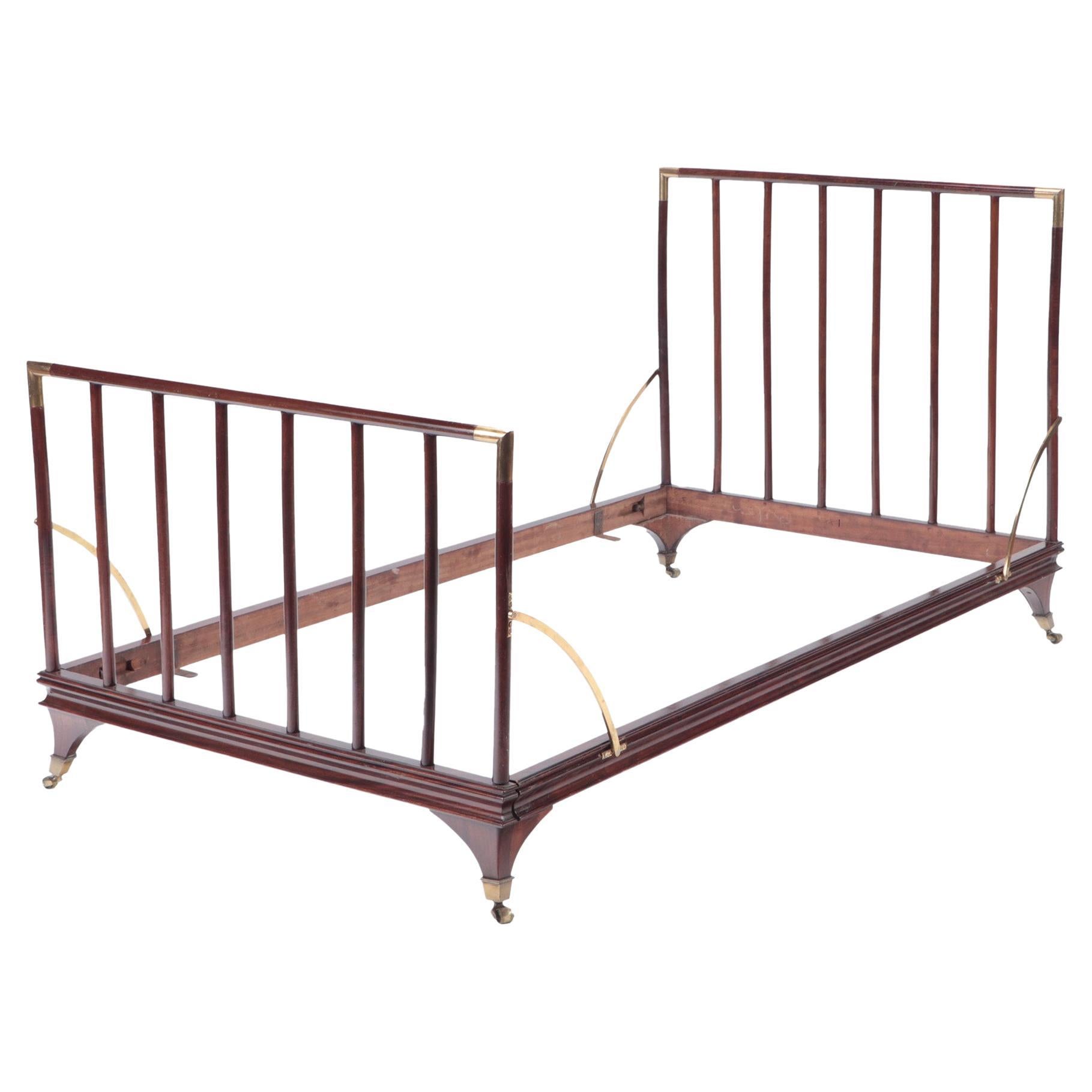 English Brass Mounted Mahogany Campaign Bed, circa 1900 For Sale