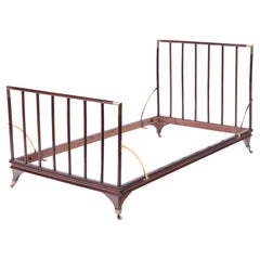 Antique English Brass Mounted Mahogany Campaign Bed, circa 1900