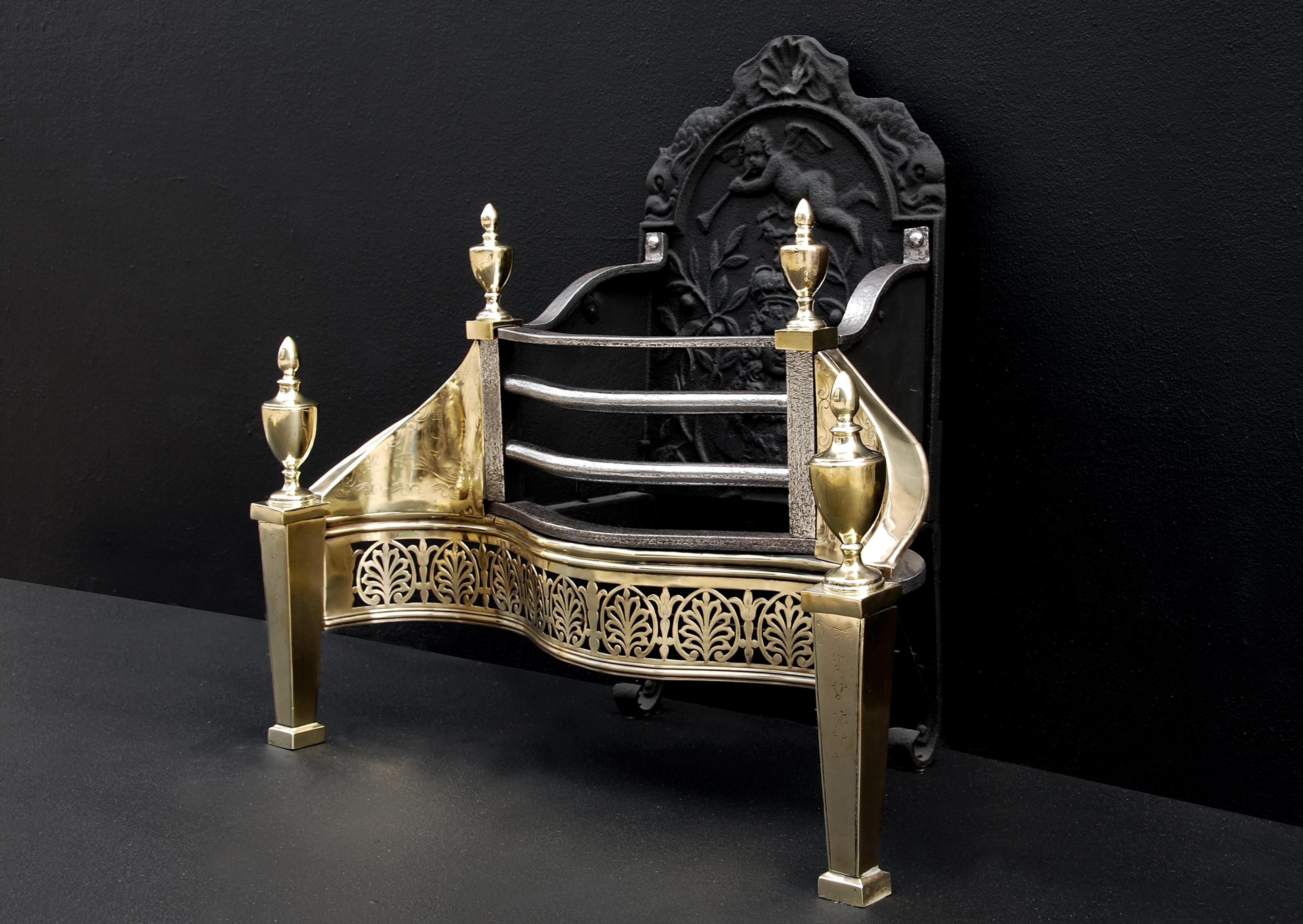 English Brass & Steel Firegrate with Athenian Motif For Sale 1
