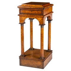 An English Burr Elm and Yew Library Pedestal Early 19th Century