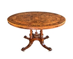An English Burr Walnut and Marquetry Tilt-top Breakfast/Center Table