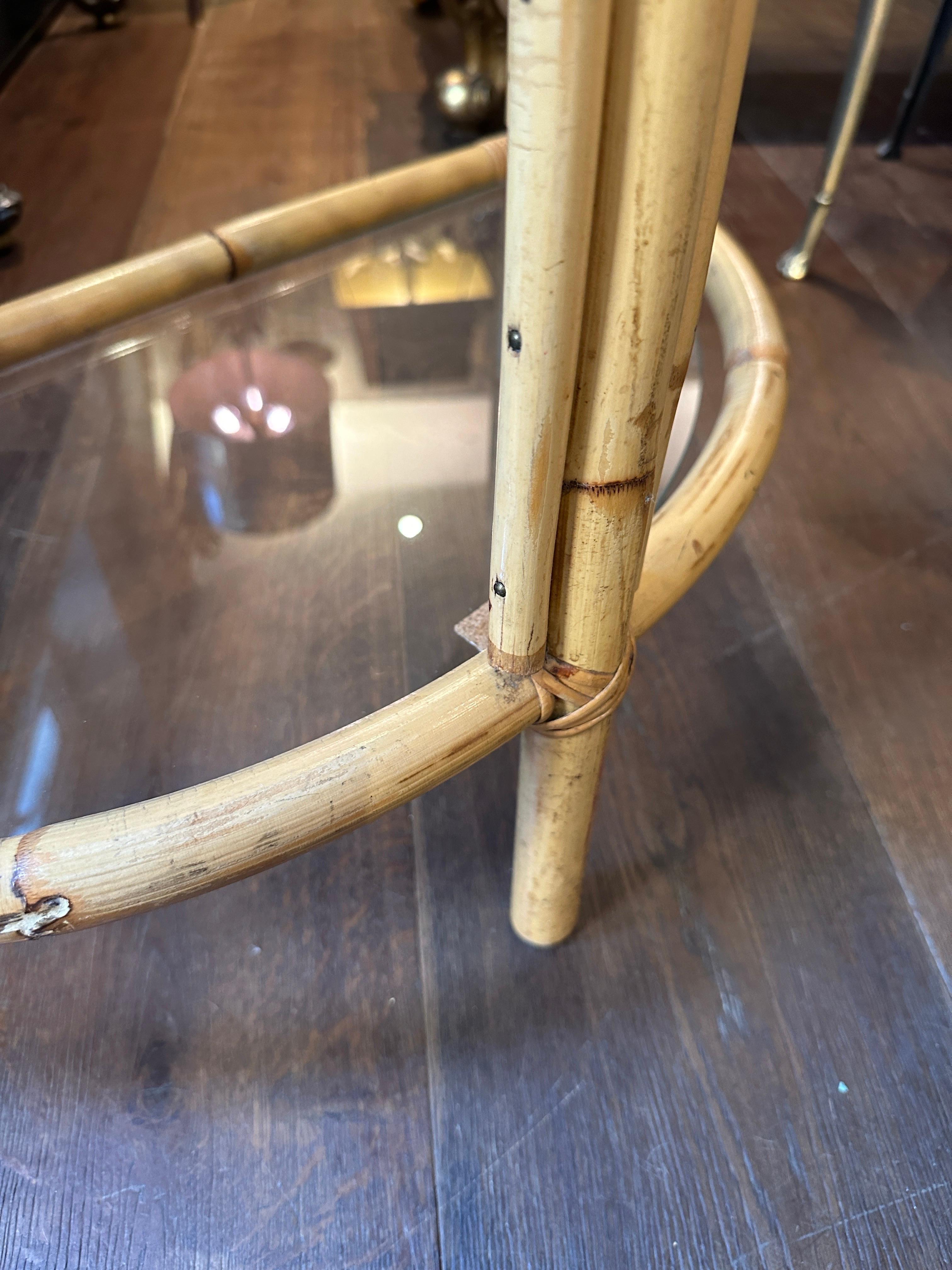 An English Cane Bamboo And Rattan Demi Lune Console Table 2