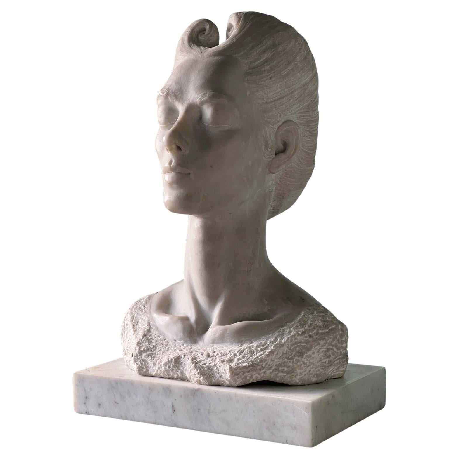 An English Carved Marble Bust Of A Lady