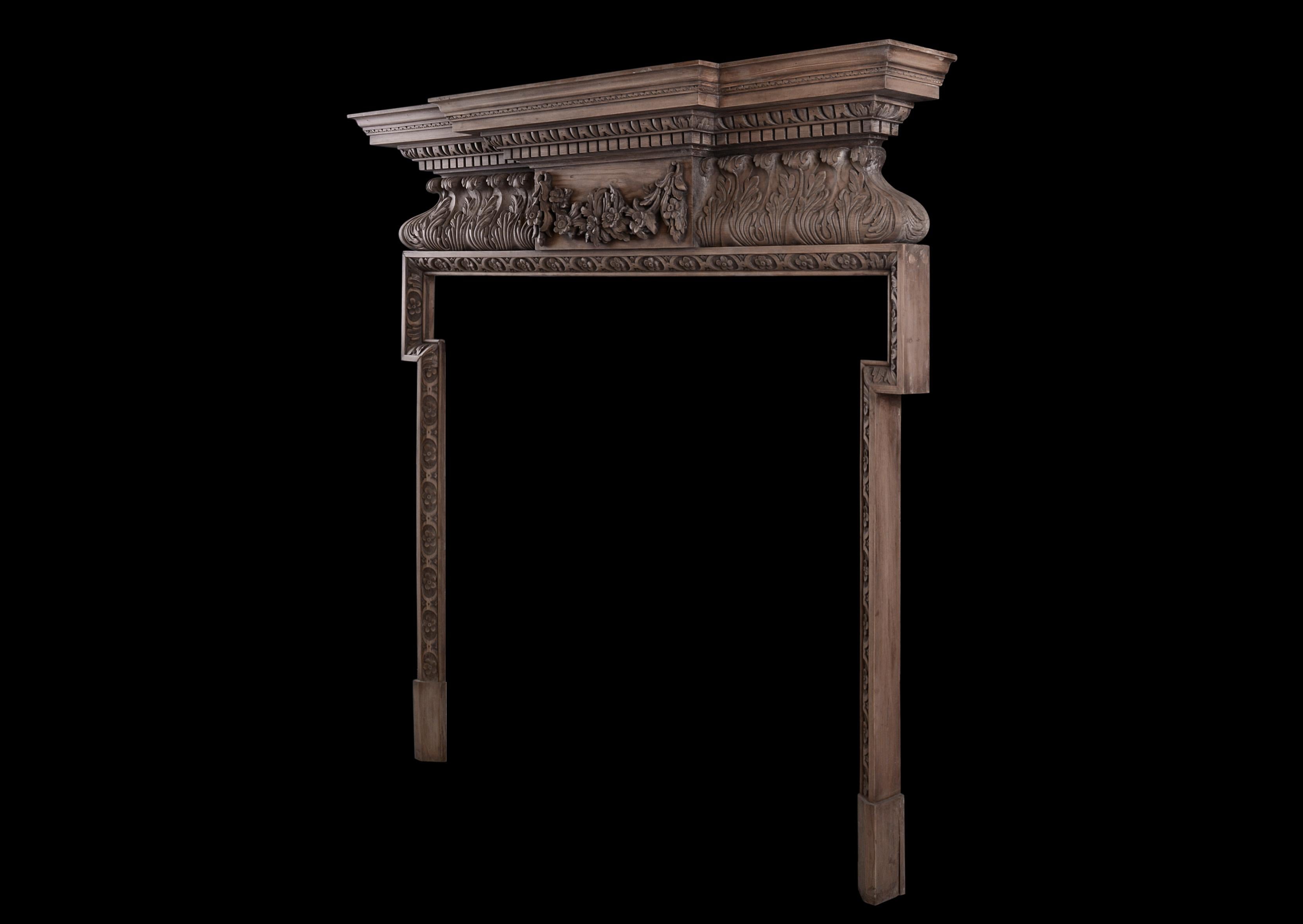 Georgian English Carved Pine Fireplace For Sale