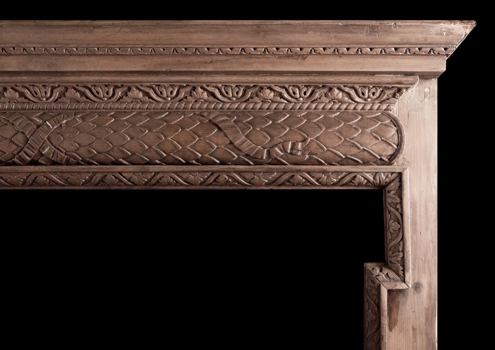 English Carved Pine Fireplace In Good Condition For Sale In London, GB