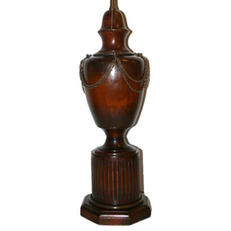 Mid-20th Century English Carved Wood Table Lamp For Sale