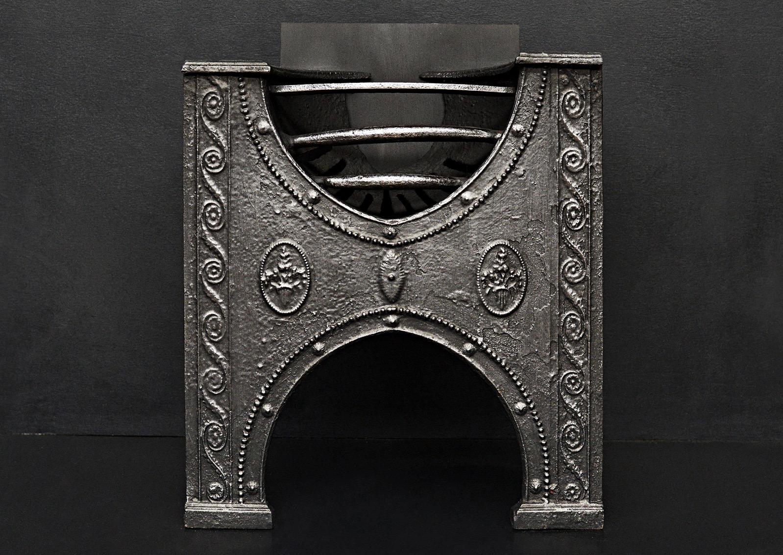 19th Century English Cast Iron Hob Grate of Small Scale For Sale