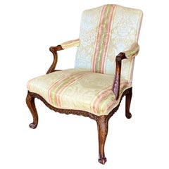 An English Chippendale Style Mahogany Upholstered Armchair