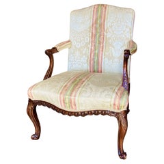 An English Chippendale Style Mahogany Upholstered Armchair