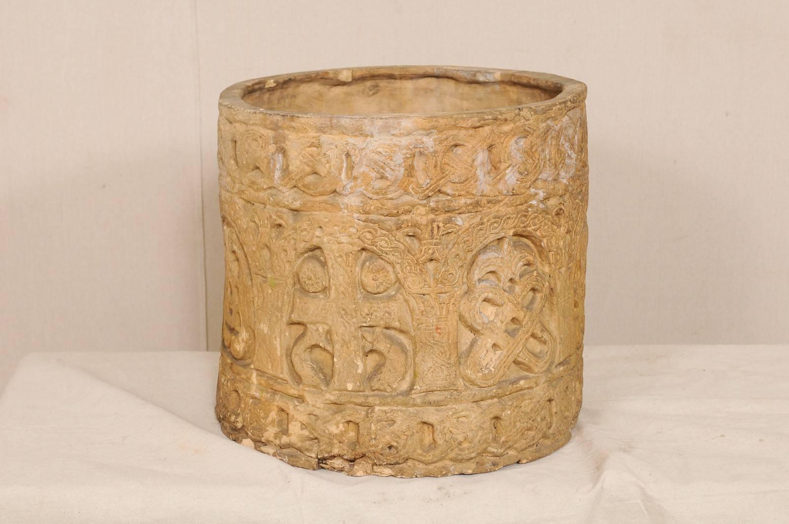 English Clay Pot from the Early to Mid-20th Century with Celtic Patterns For Sale 2
