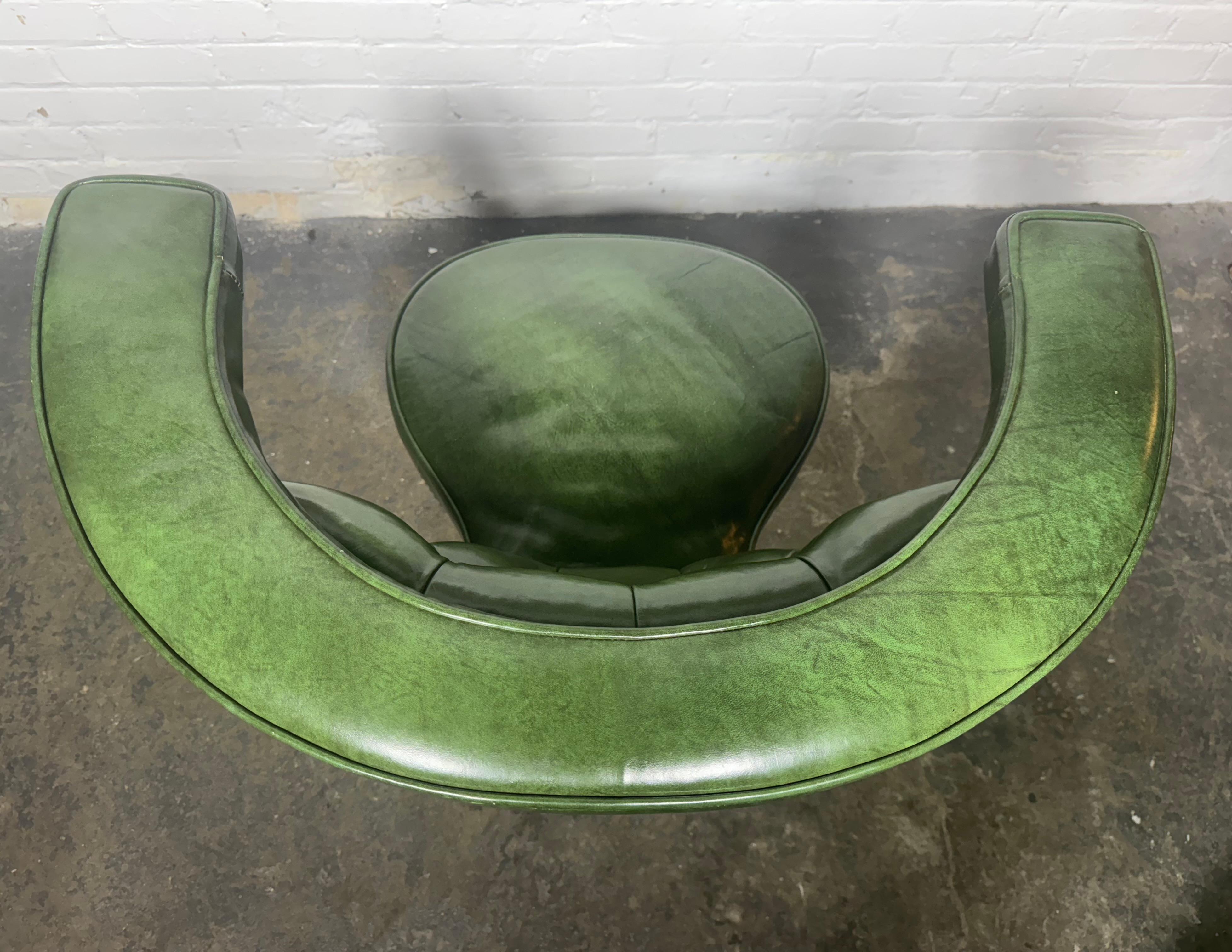 20th Century An English Cockfighting, Reading or Desk Chair.. Green Leather For Sale