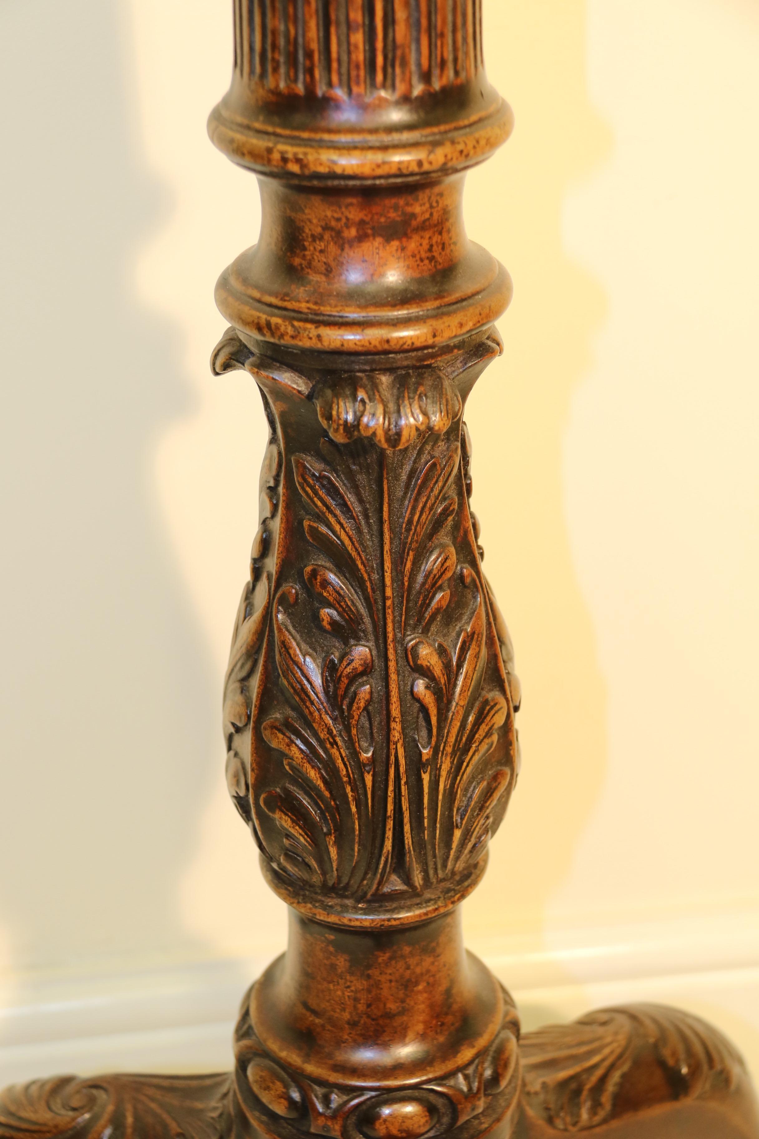 English Country House Chippendale Carved and Fretted Mahogany Candle Stand For Sale 2