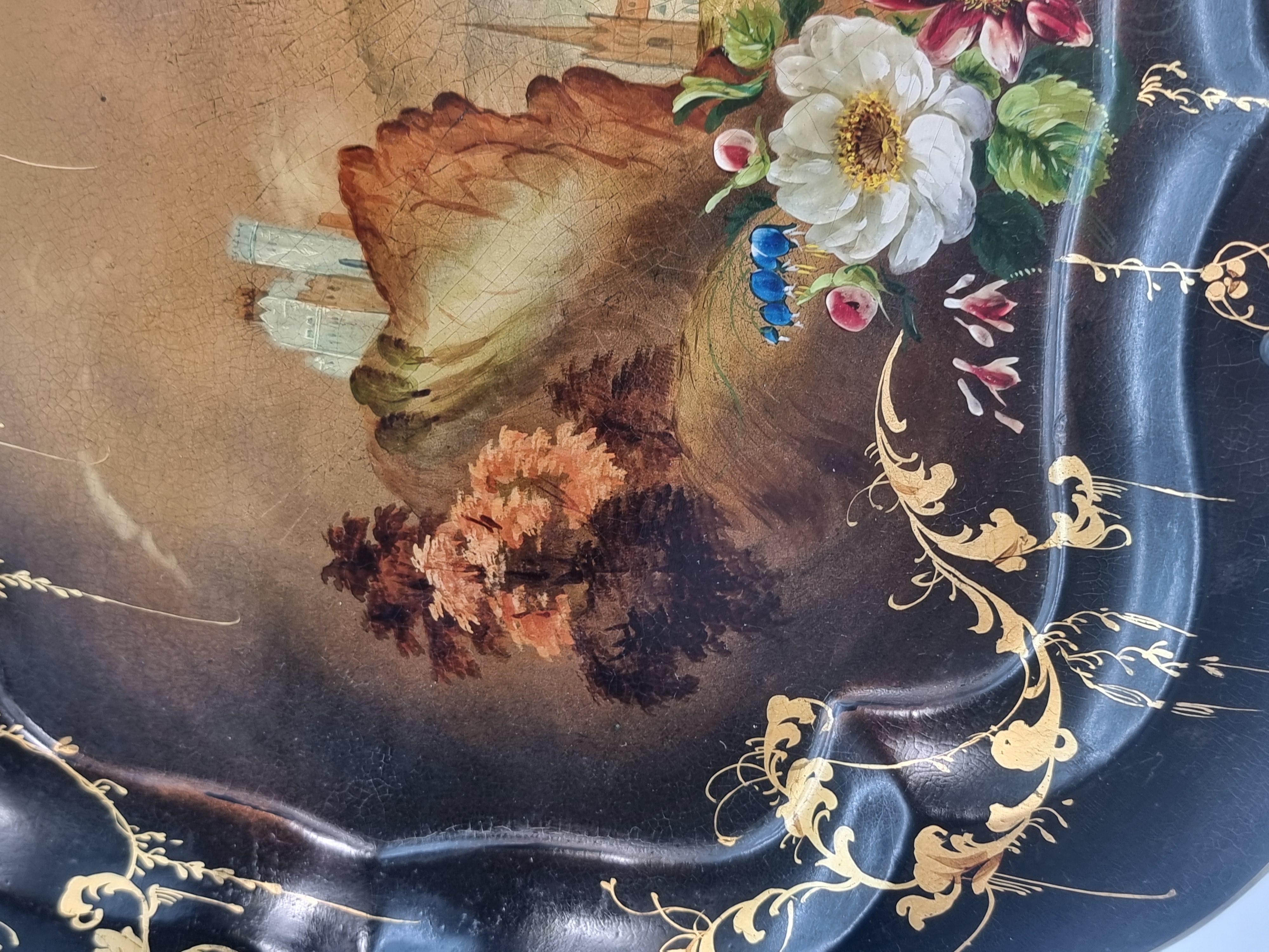 Bandeja decorativa inglesa de papel maché hacia 1840 en Bueno estado para la venta en Central England, GB