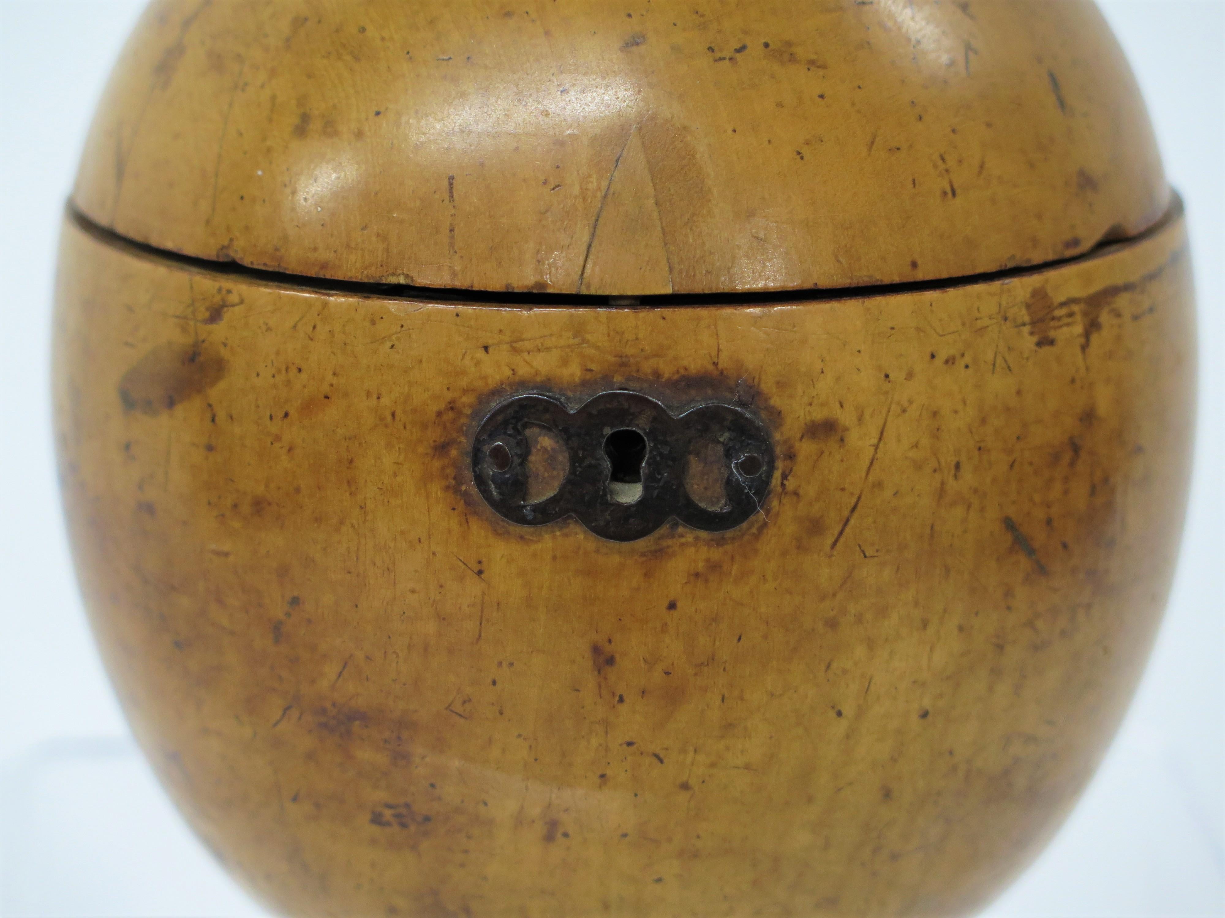 An English Fruitwood Apple Form Tea Caddy For Sale 3