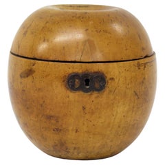 Antique An English Fruitwood Apple Form Tea Caddy