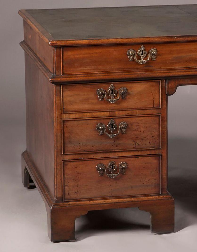 Mid-18th Century English George II Brown Mahogany Partners Desk