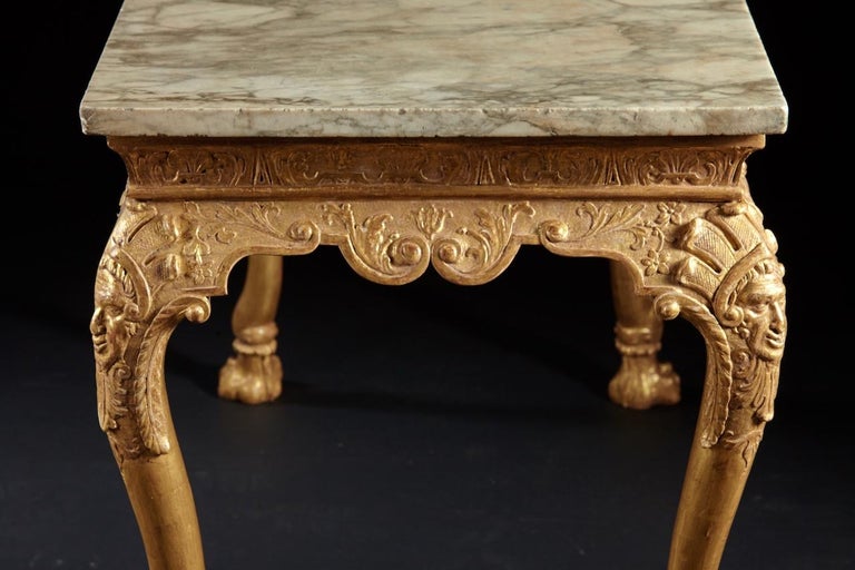 English George II Carved Giltwood Marble Top Console, circa 1740 For Sale 3
