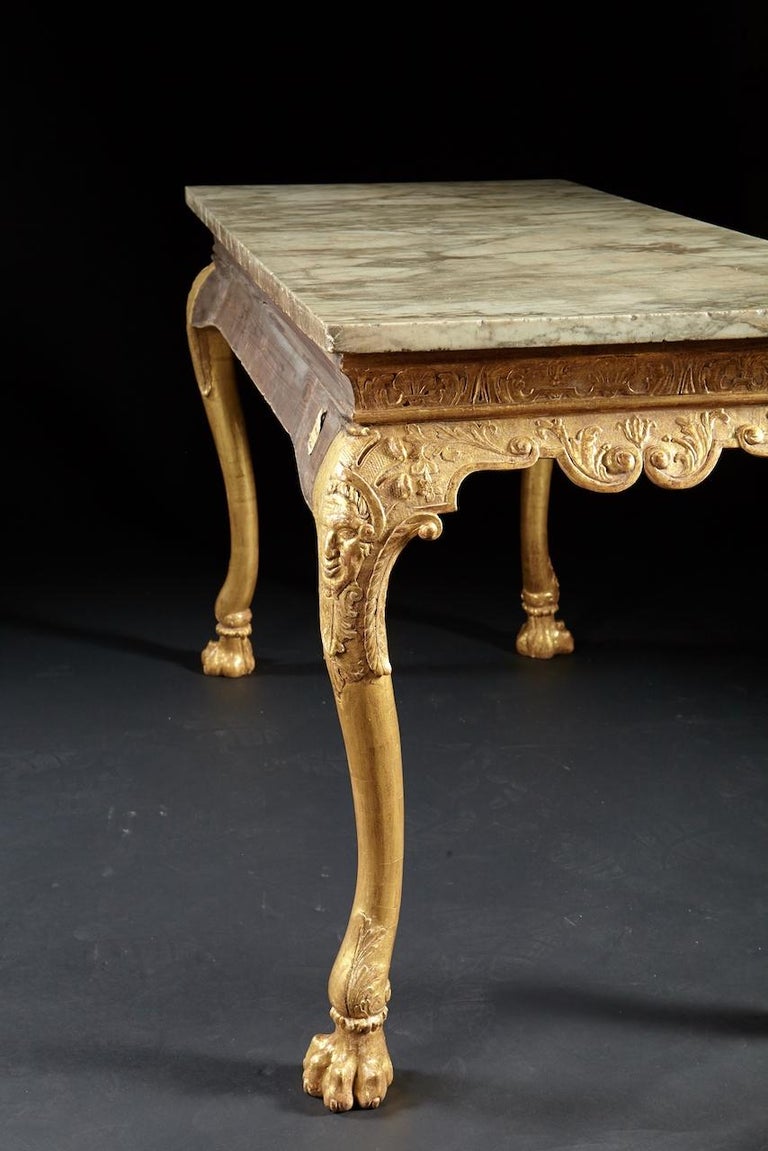English George II Carved Giltwood Marble Top Console, circa 1740 For Sale 4