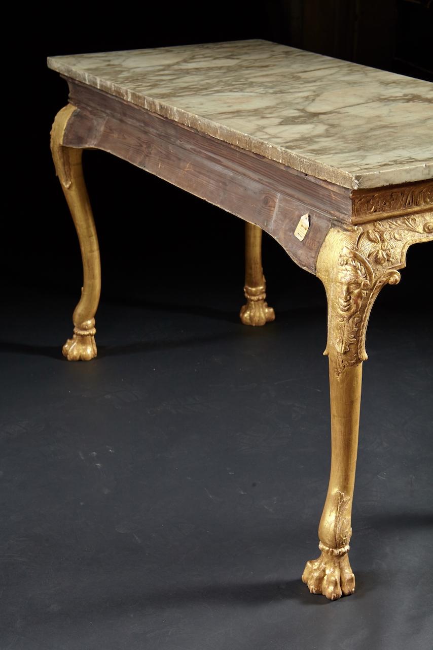 English George II Carved Giltwood Marble Top Console, circa 1740 For Sale 5