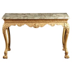 English George II Carved Giltwood Marble Top Console, circa 1740