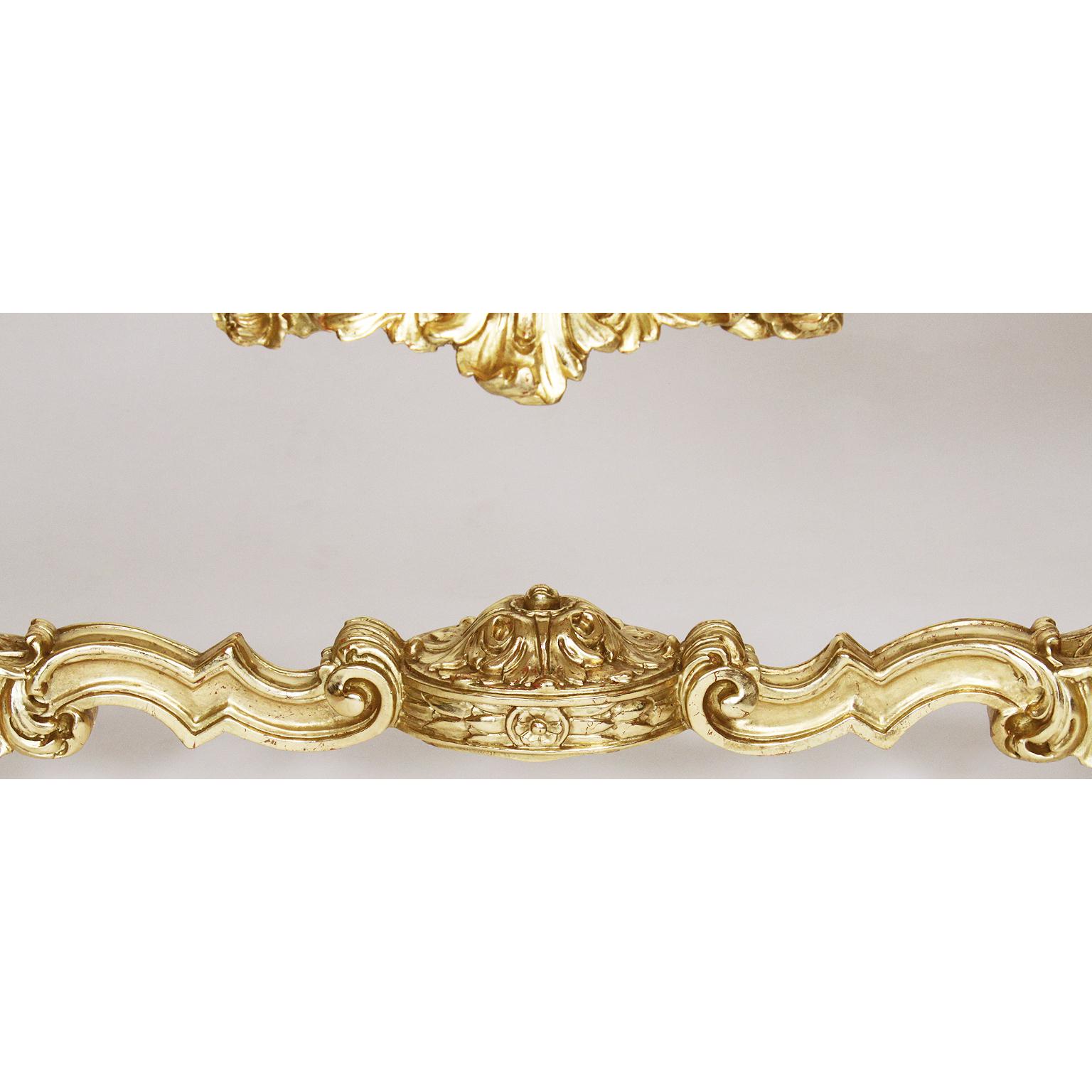 English George II Style Giltwood Carved Console Table with Marble Top For Sale 4