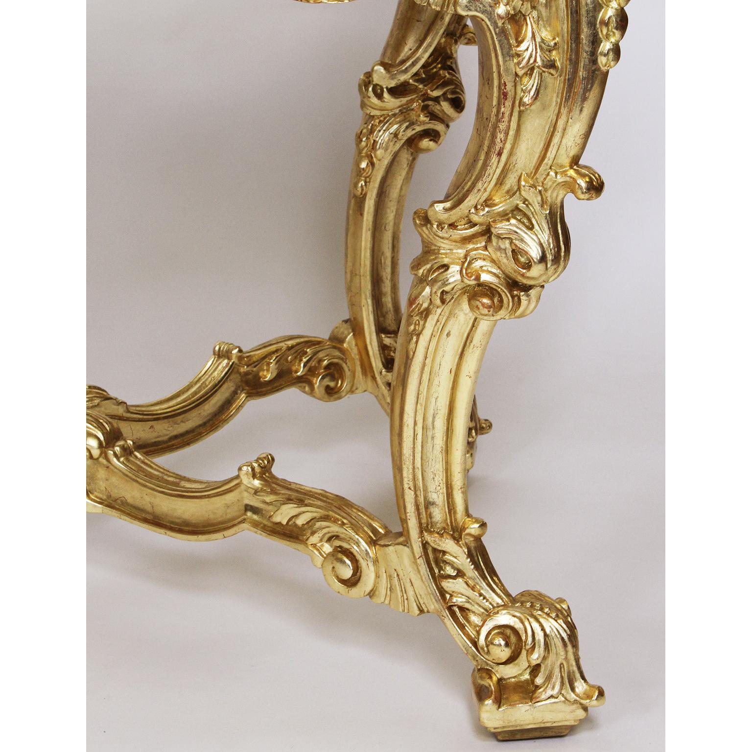 English George II Style Giltwood Carved Console Table with Marble Top For Sale 1