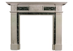 English Georgian Style Statuary & Tinos Green Antique Marble Fireplace