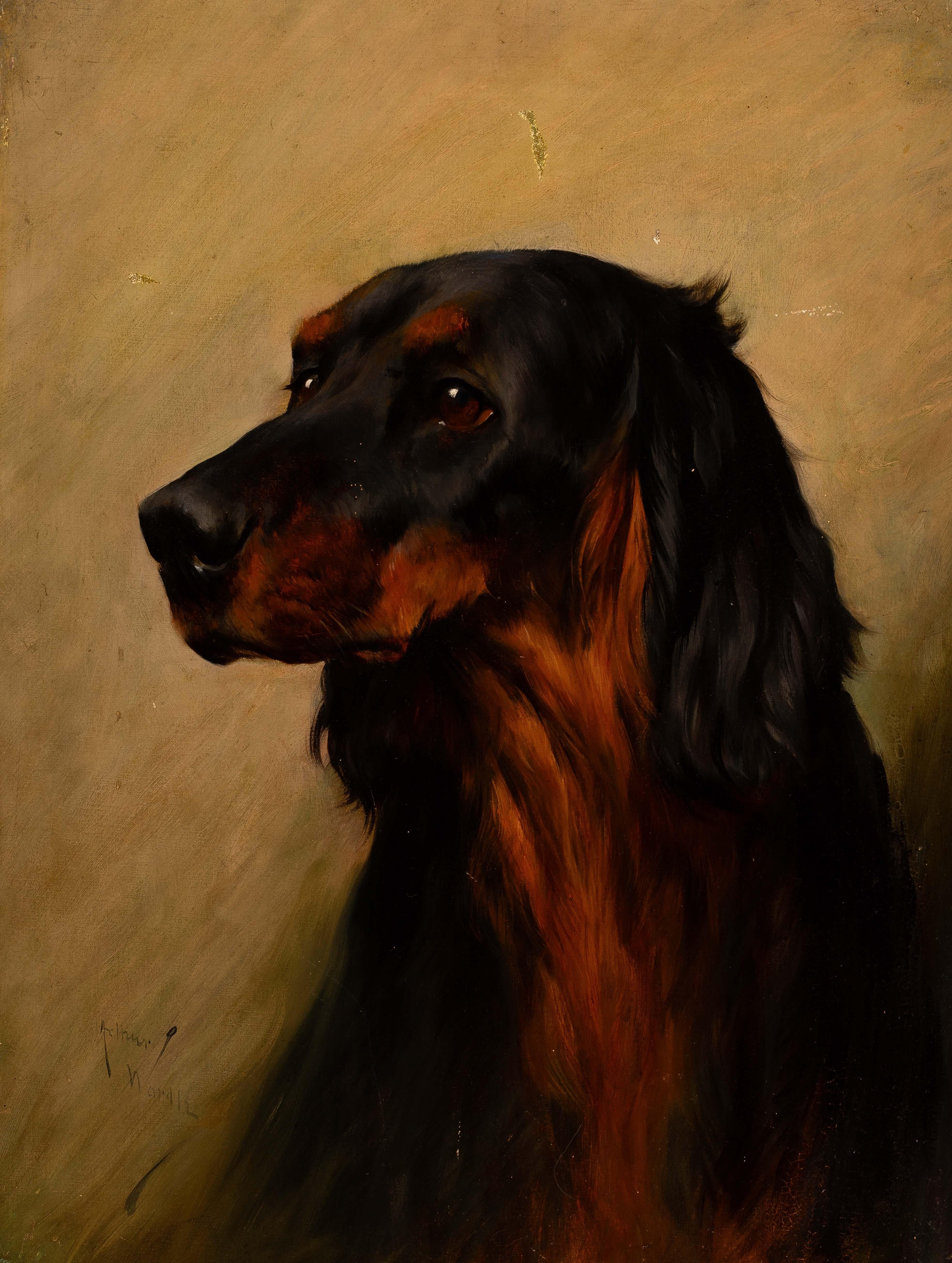 19th Century An English Gordon Setter and A Rough Haired Collie by Arthur Wardle 1864-1949 For Sale