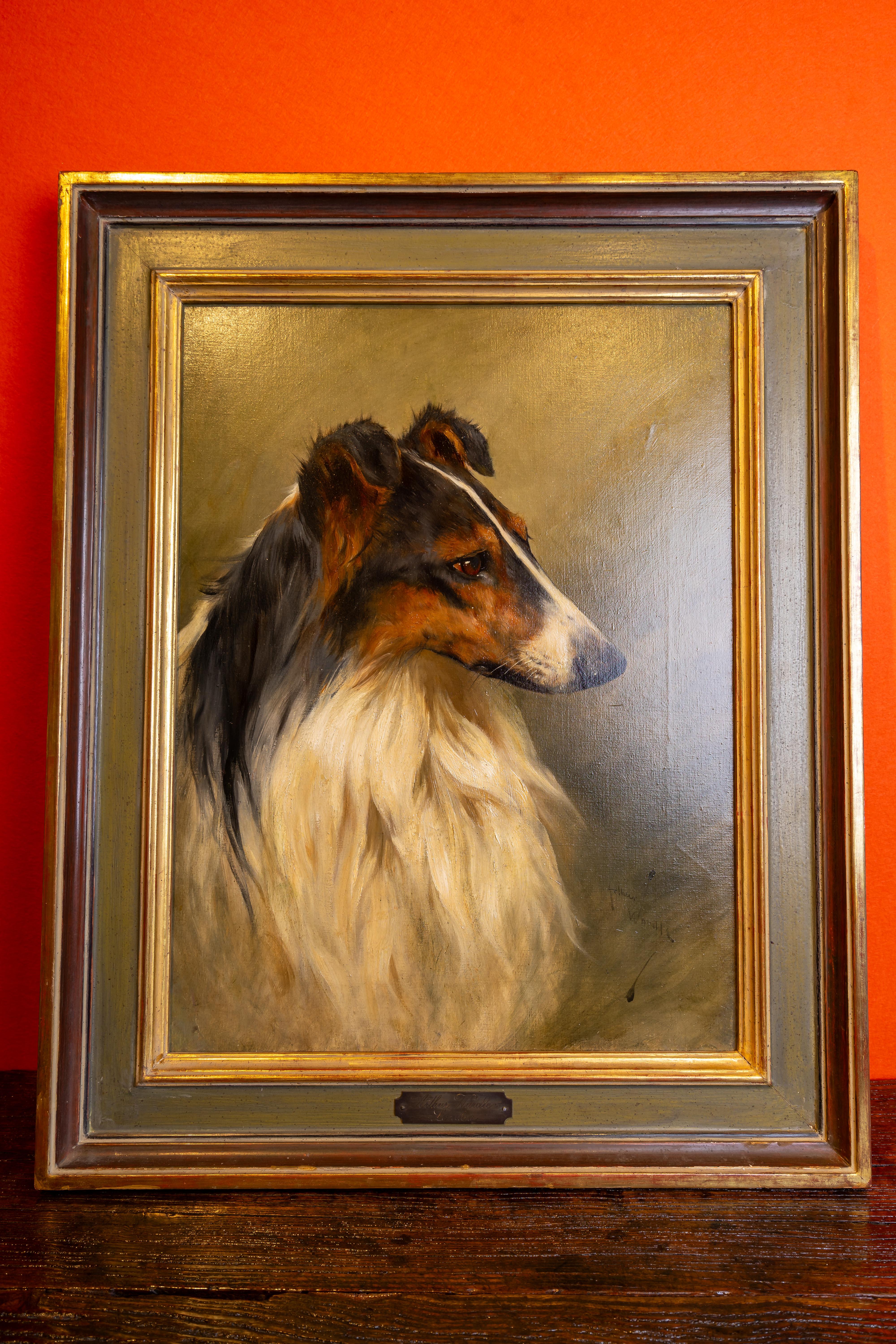 Canvas An English Gordon Setter and A Rough Haired Collie by Arthur Wardle 1864-1949 For Sale