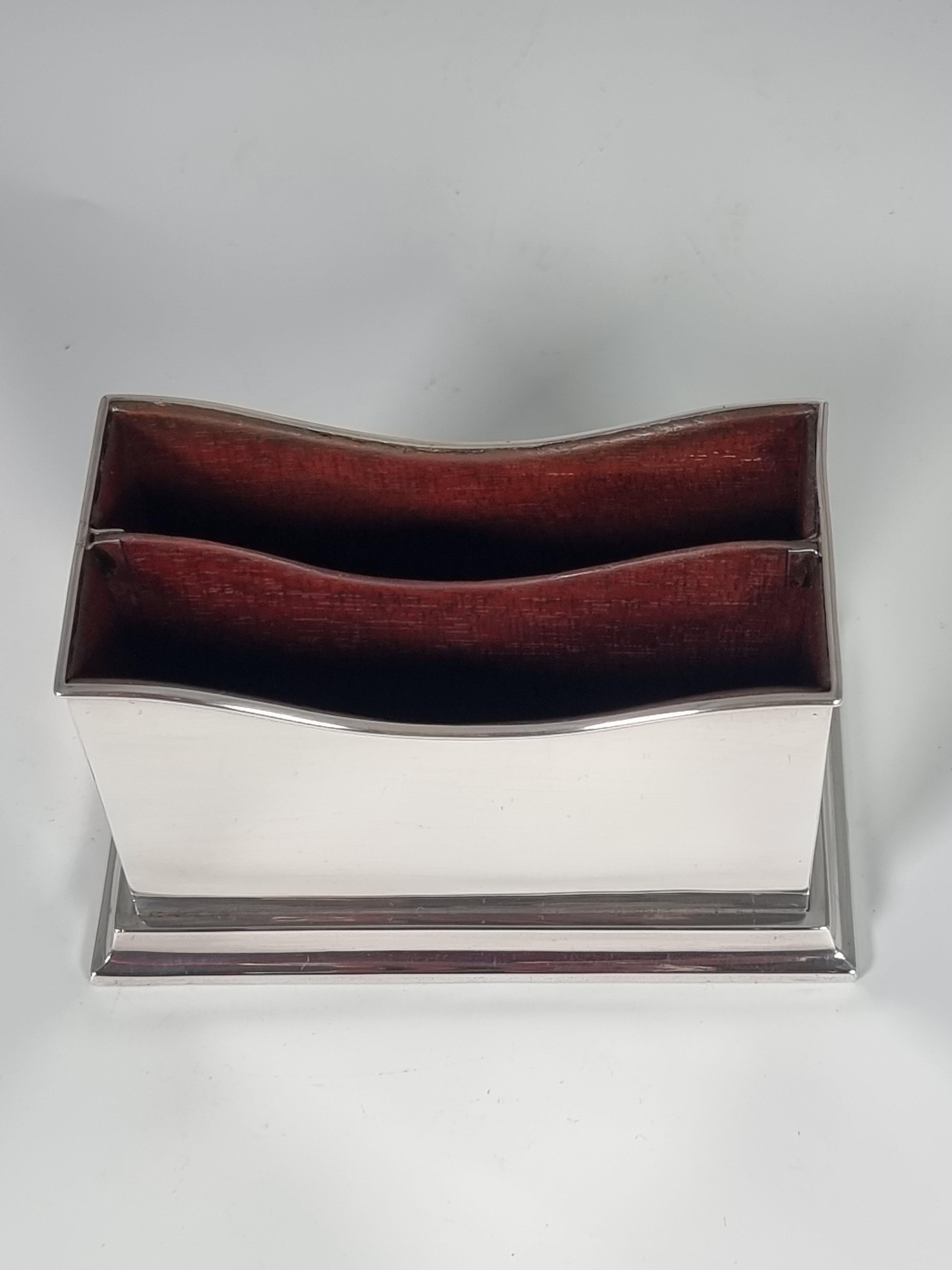 An English hallmarked silver postal letter rack or desk tidy, Chester 1896 – 7 1