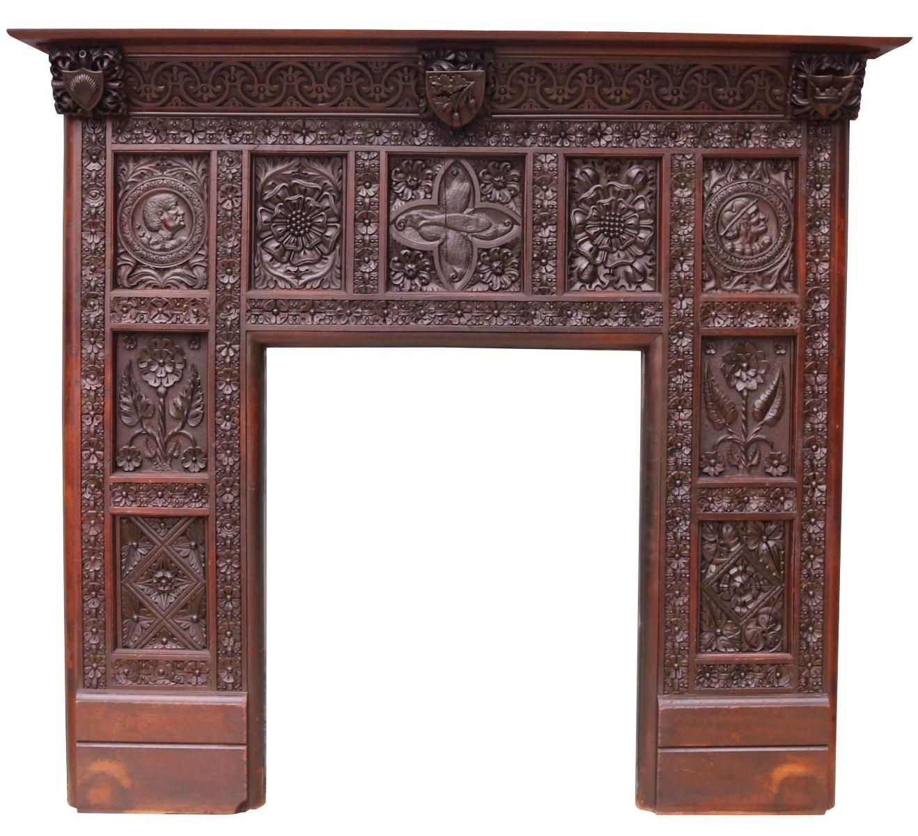 A Jacobean revival style fire surround salvaged from a large country house near Petersfield, Hampshire.
We also have a large run of matching dado height panelling available
Additional dimensions:
Opening height 98.5 cm
Opening width 78.5