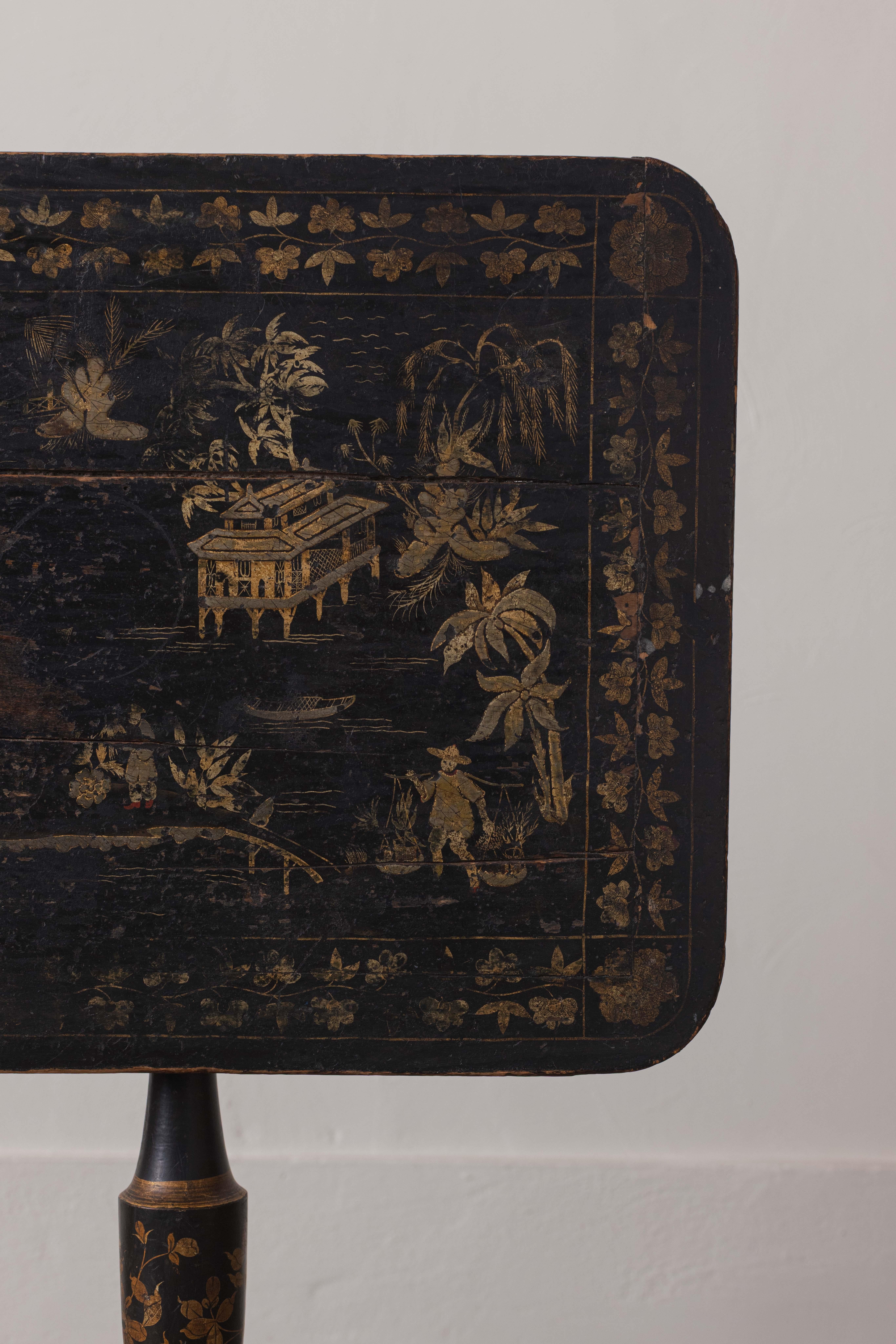 Regency An English Japanned Tilt-Top Tripod Table For Sale