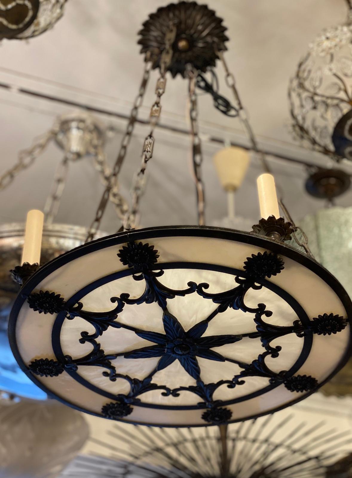 Early 20th Century English Leaded Glass Chandelier