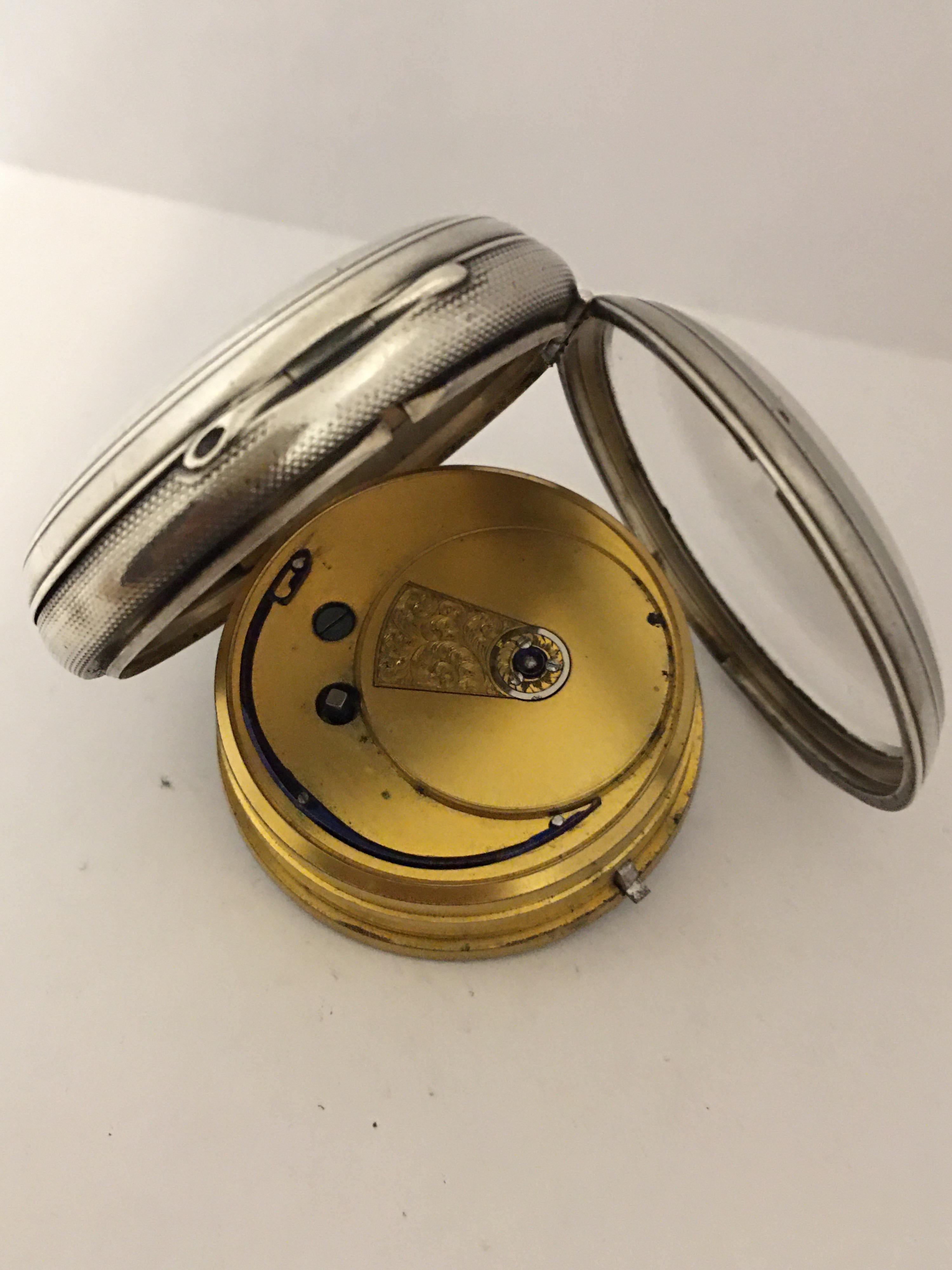 Englische Klapp-Fussee-Silber-Taschenuhr, um 1866 im Angebot 4