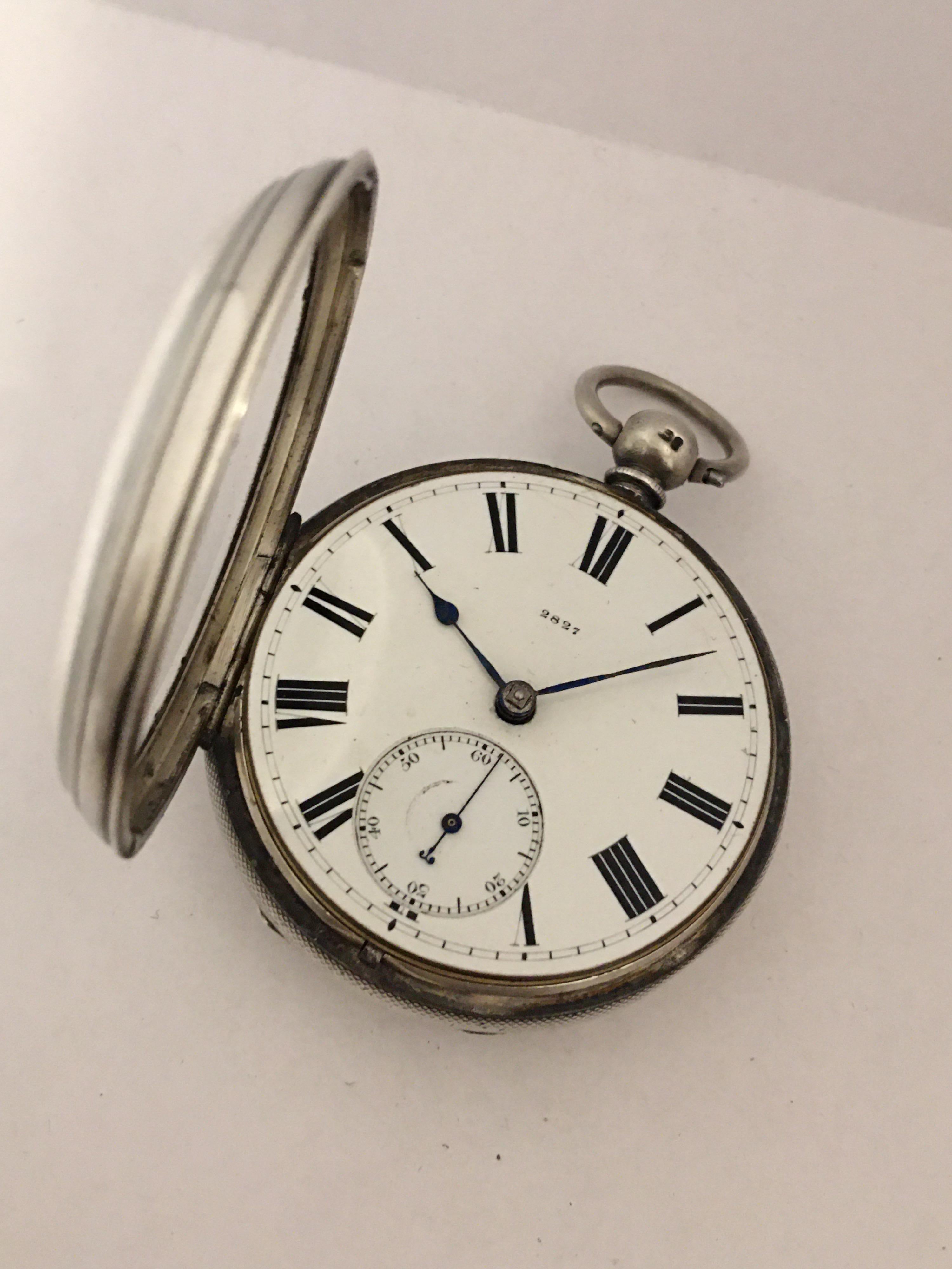 Victorian silver fusee lever pocket watch, London 1866, unsigned movement, no. 2827 with engraved balance cock, diamond endstone, steel three arm balance and silvered regulating scale, dust cover, the dial numbered 2827 with Roman numerals, minute