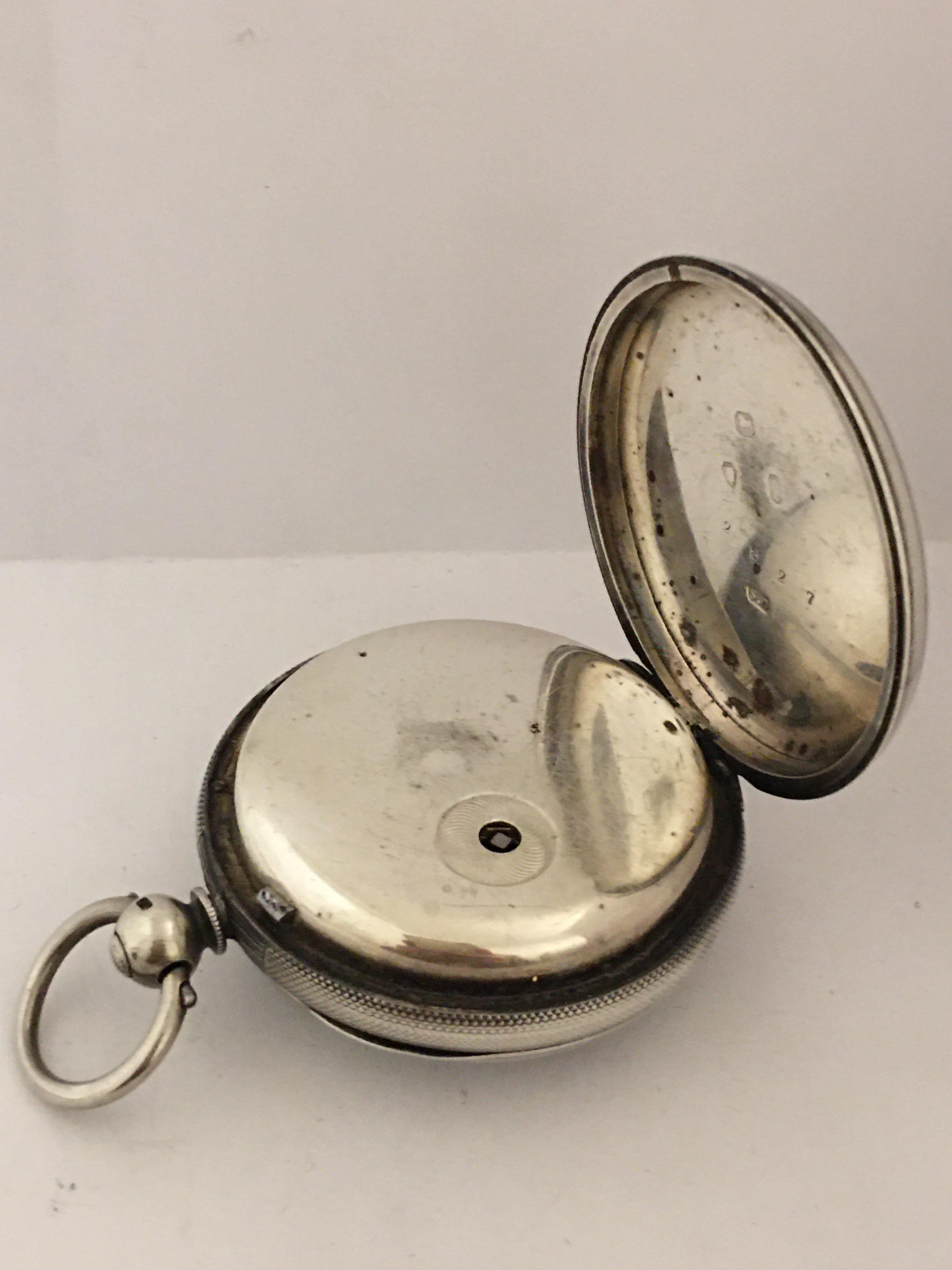 Englische Klapp-Fussee-Silber-Taschenuhr, um 1866 im Angebot 1