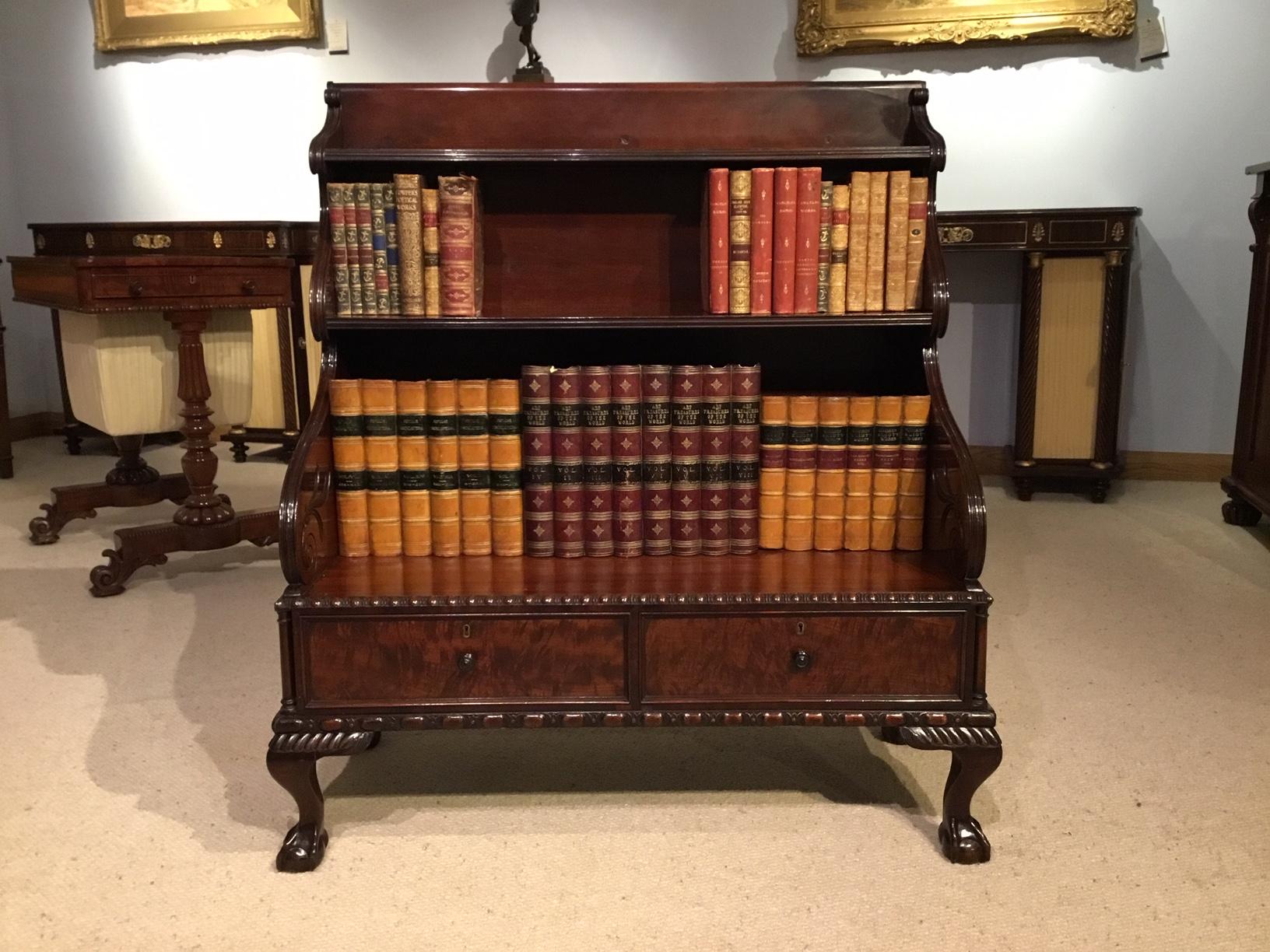 English Mahogany Regency Period Waterfall Bookcase For Sale 7