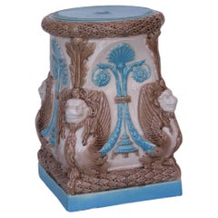 Antique An English Majolica Pedestal In Egyptian Taste James Wardle & Co. Circa 1880