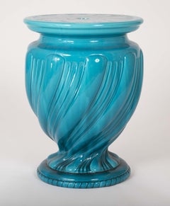 English Majolica Turquoise Ground Garden Seat by Minton