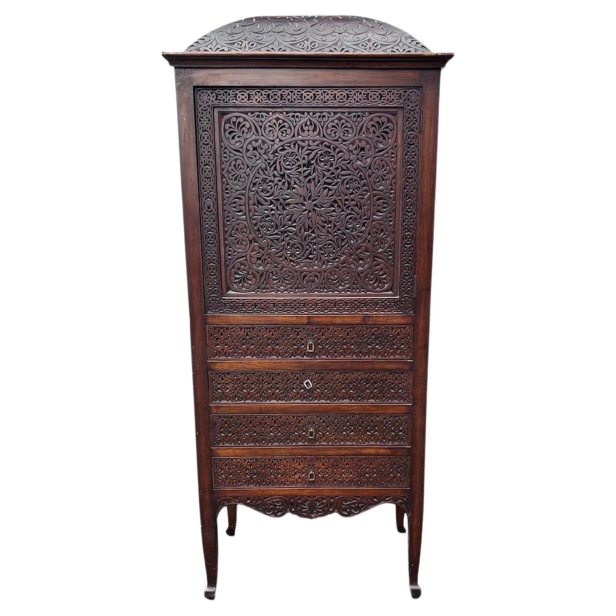 An English Moorish Style Cabinet For Sale