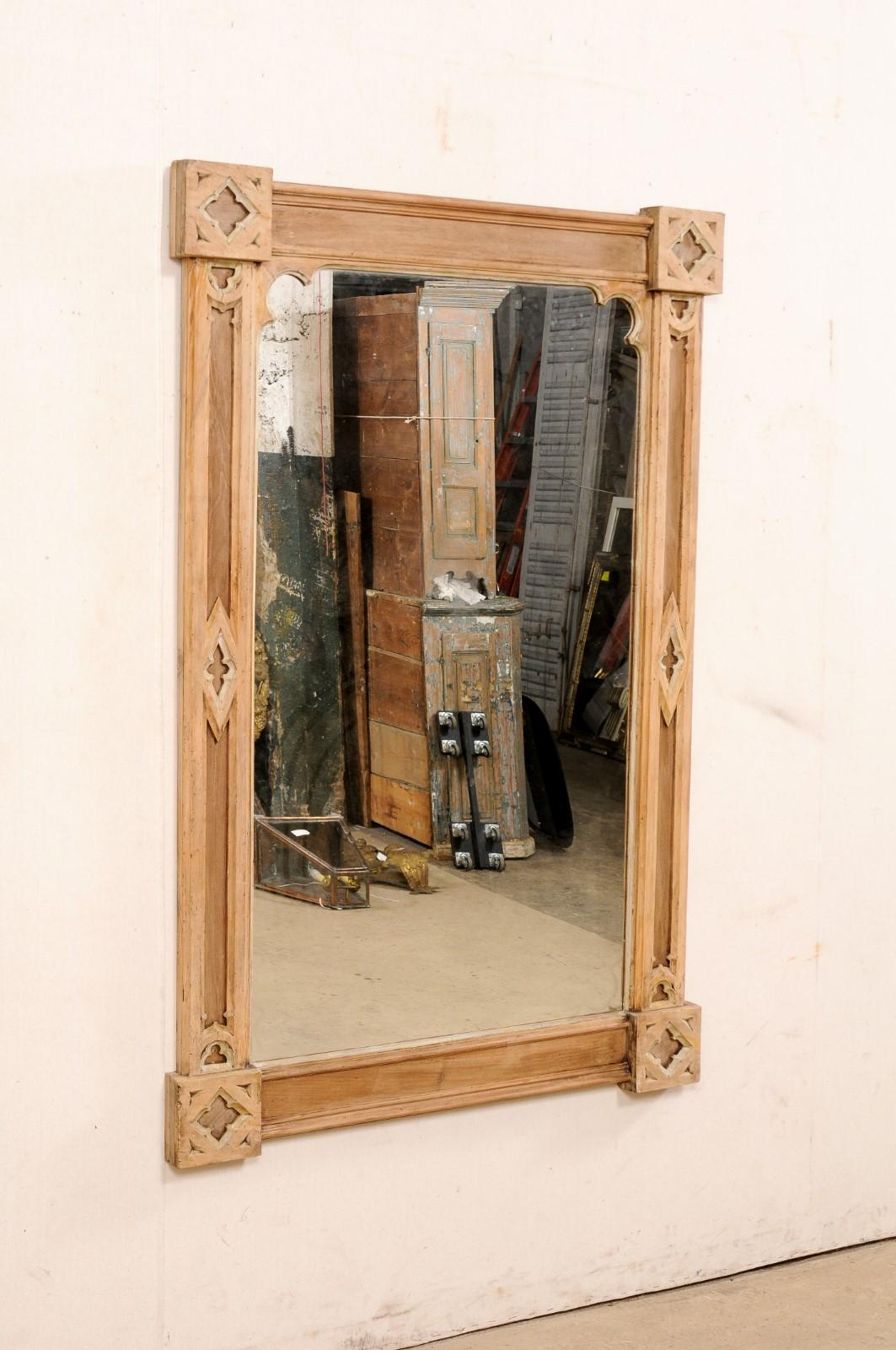 English Neo-Gothic Carved-Wood Rectangular Mirror, 19th Century For Sale 7