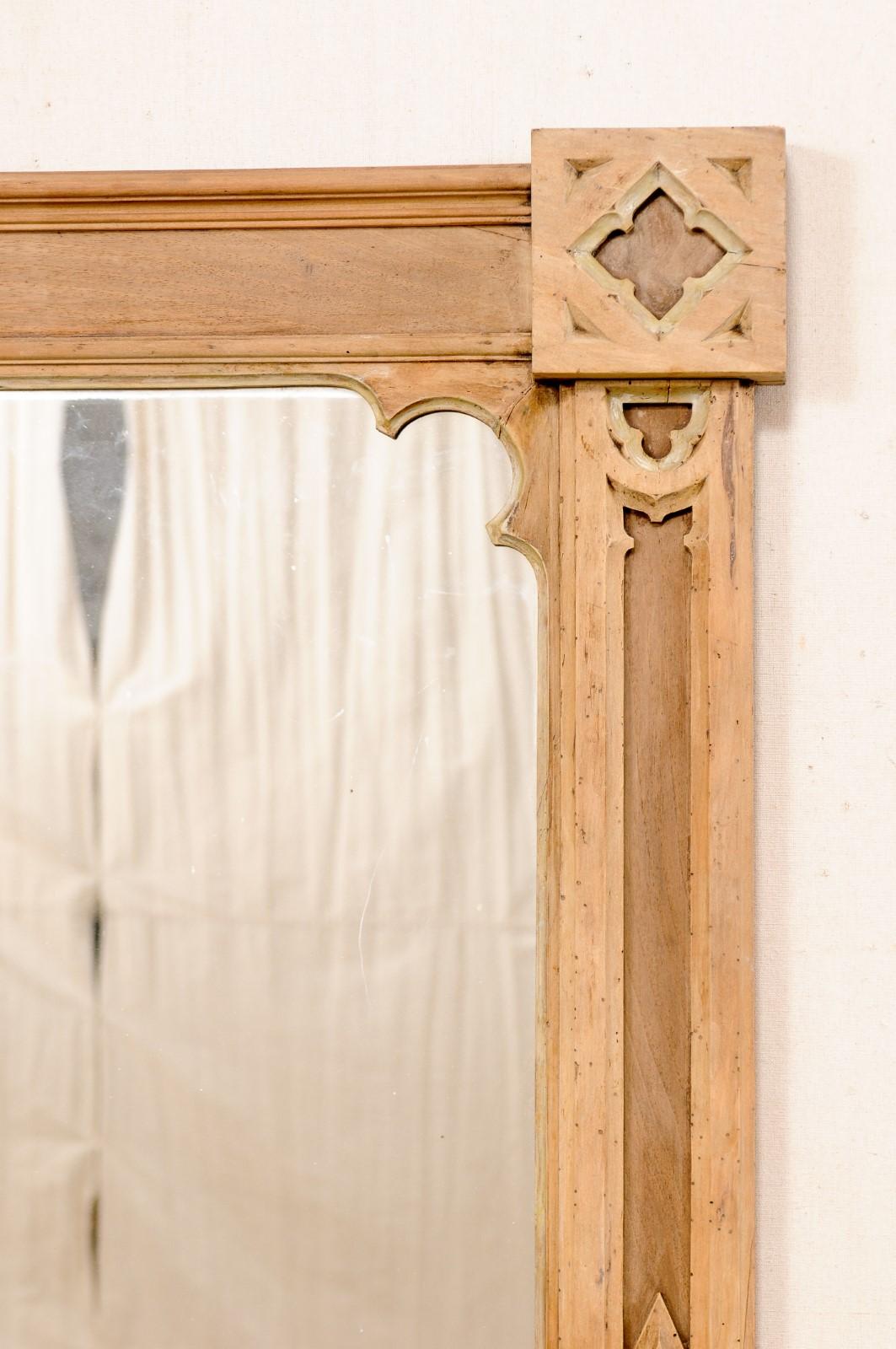 English Neo-Gothic Carved-Wood Rectangular Mirror, 19th Century For Sale 4